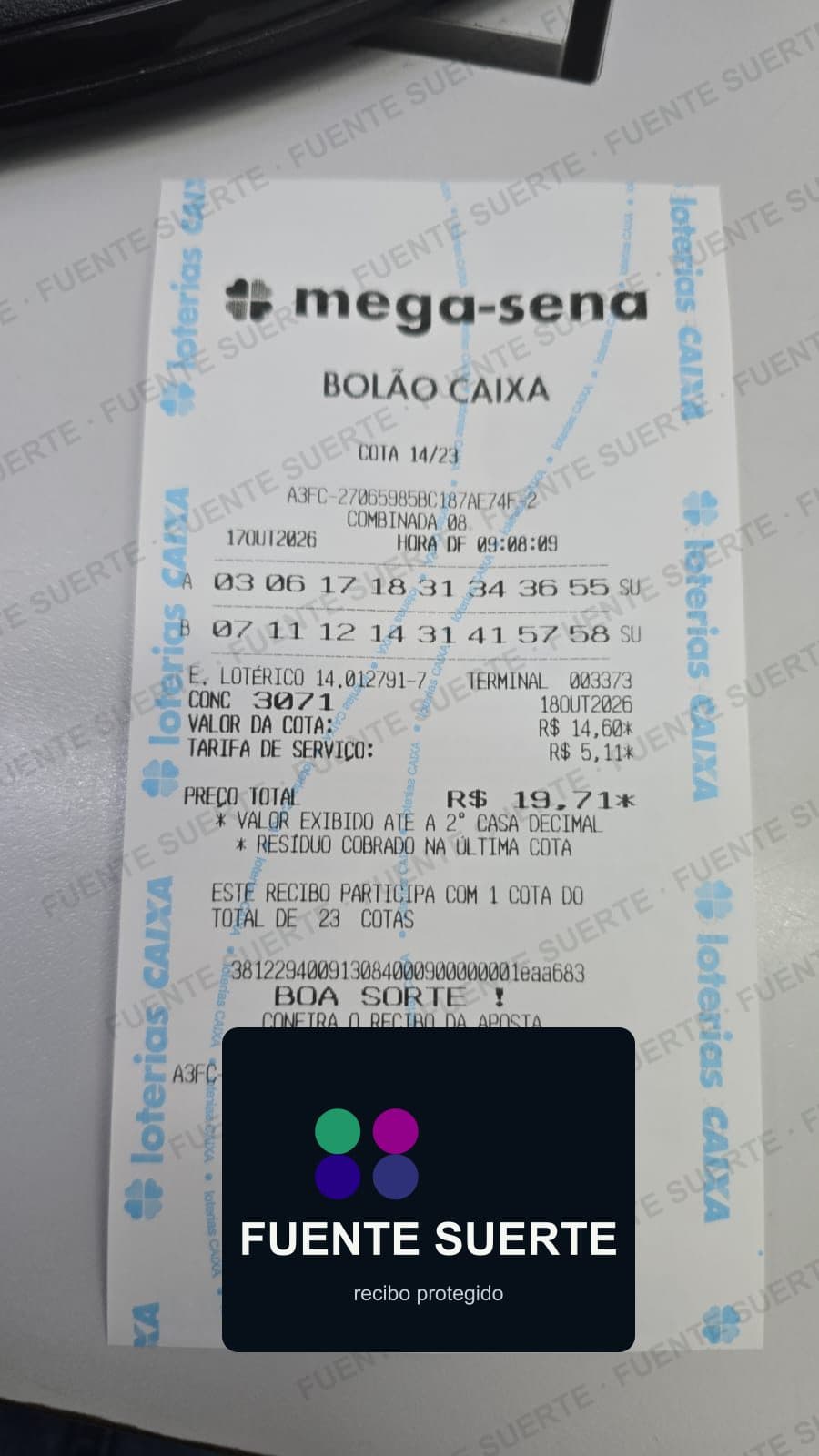 Brinde Lotérica Avenida, cota 14 de 23, com o QR Code coberto